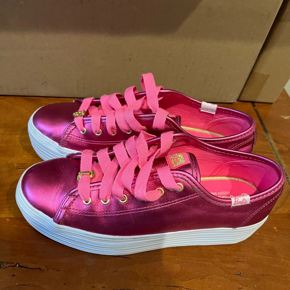 Barbie shiny platform keds super comfy. Worn for <2 hours.